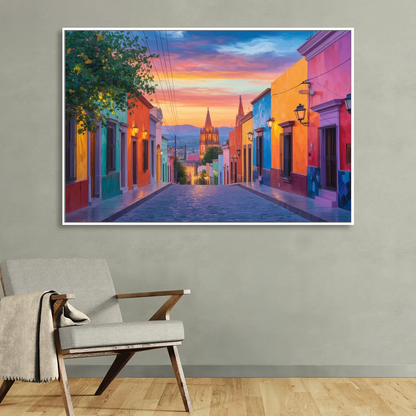 Calle Aldama Sunset Living Room - White Canvas Wall Art