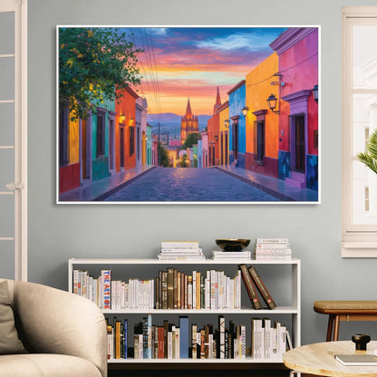 Calle Aldama Sunset Sitting Room - White Canvas Wall Art