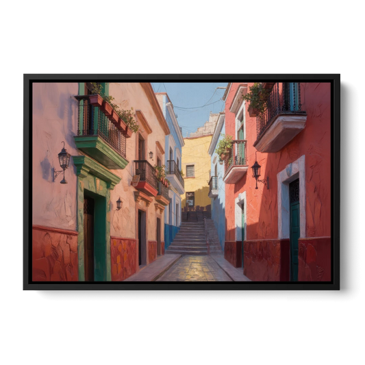 Callejón del Beso Alley - Black Framed Canvas Wall Art - Front