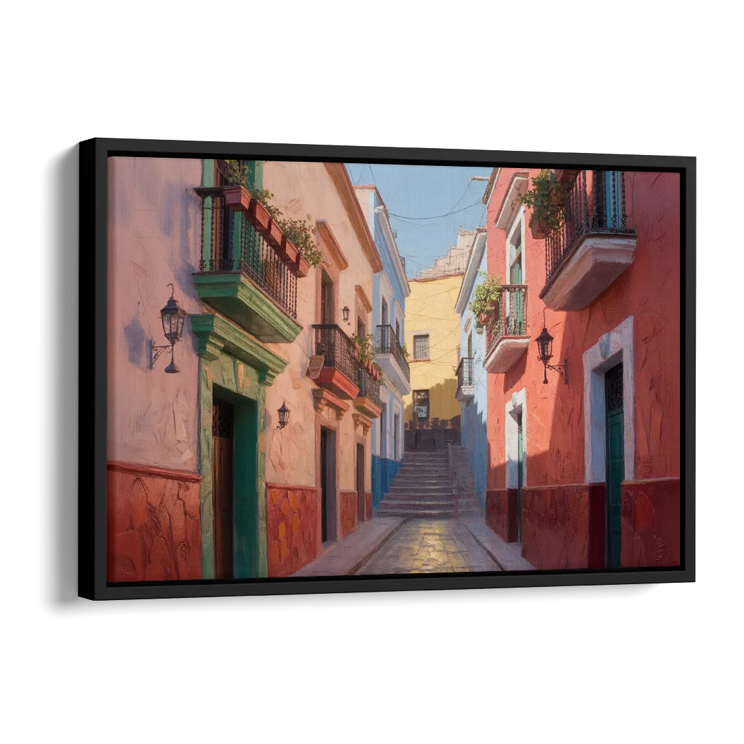 Callejón del Beso Alley Side - Black Canvas Wall Art
