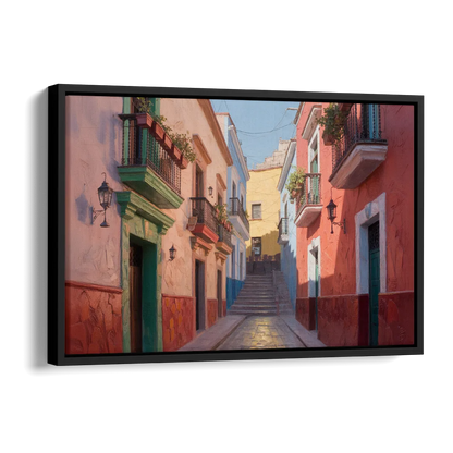 Callejón del Beso Alley Side - Black Canvas Wall Art
