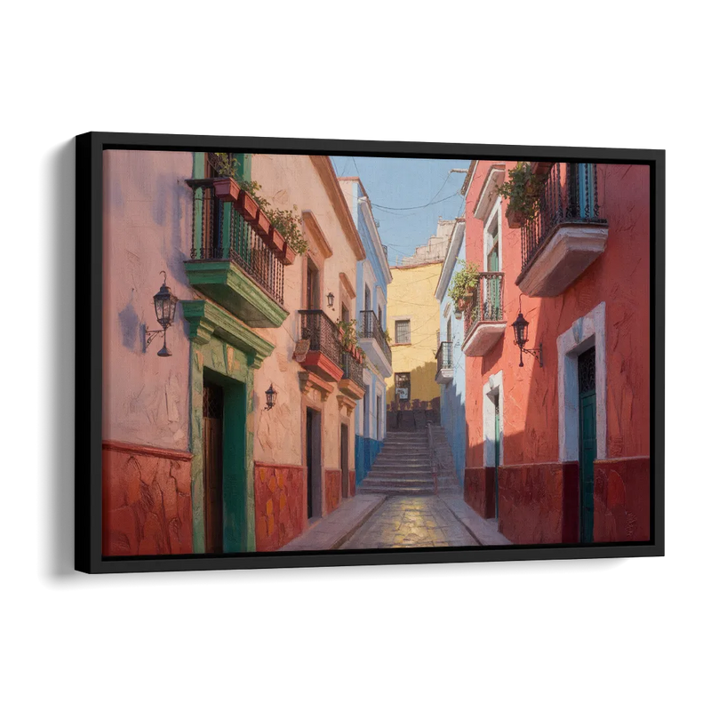 Callejón del Beso Alley Side - Black Canvas Wall Art