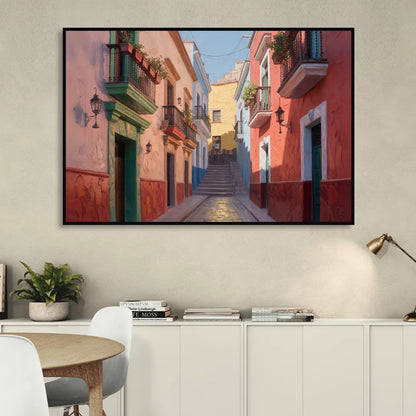 Callejón del Beso Alley Sitting Room - Black Canvas Wall Art