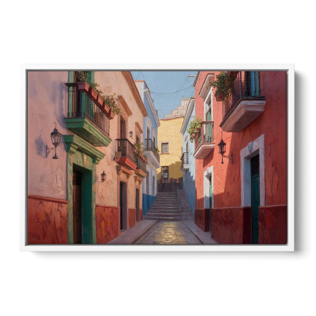 Callejón del Beso Alley Front - White Canvas Wall Art