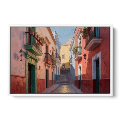 Callejón del Beso Alley Front - White Canvas Wall Art