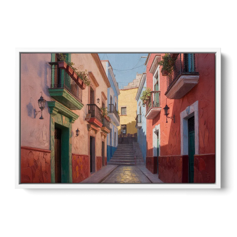 Callejón del Beso Alley Front - White Canvas Wall Art