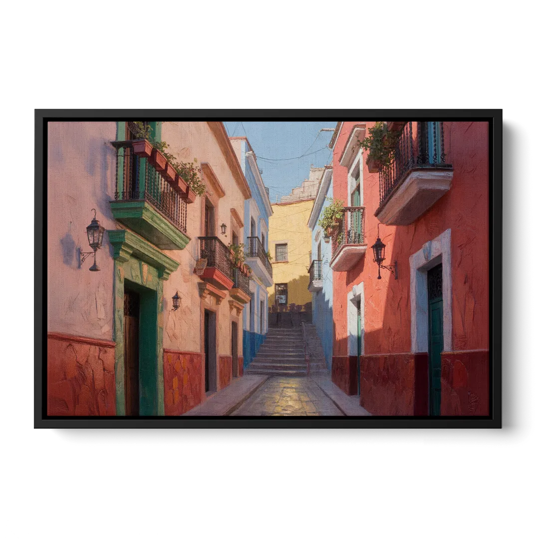 Callejón del Beso Alley Front - Black Canvas Wall Art