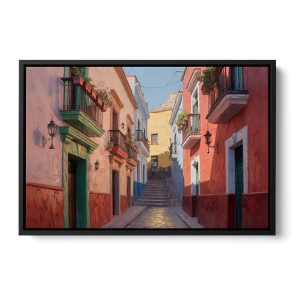 Callejón del Beso Alley Front - Black Canvas Wall Art