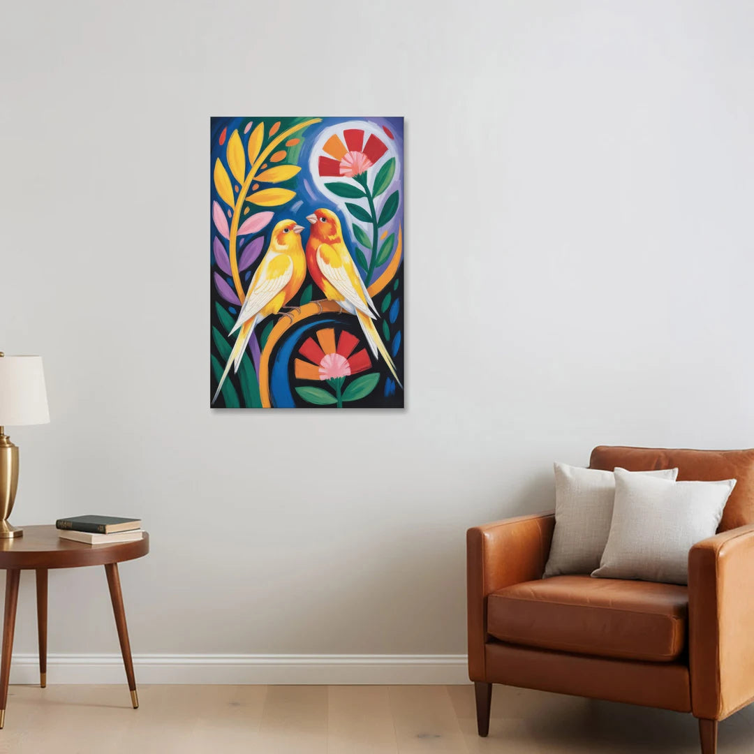 Calm Canary Chirp - Canvas Wall Art - Sofa - 24x36