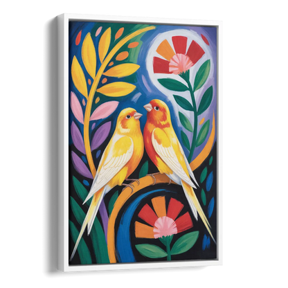 Calm Canary Chirp Side - White Canvas Wall Art