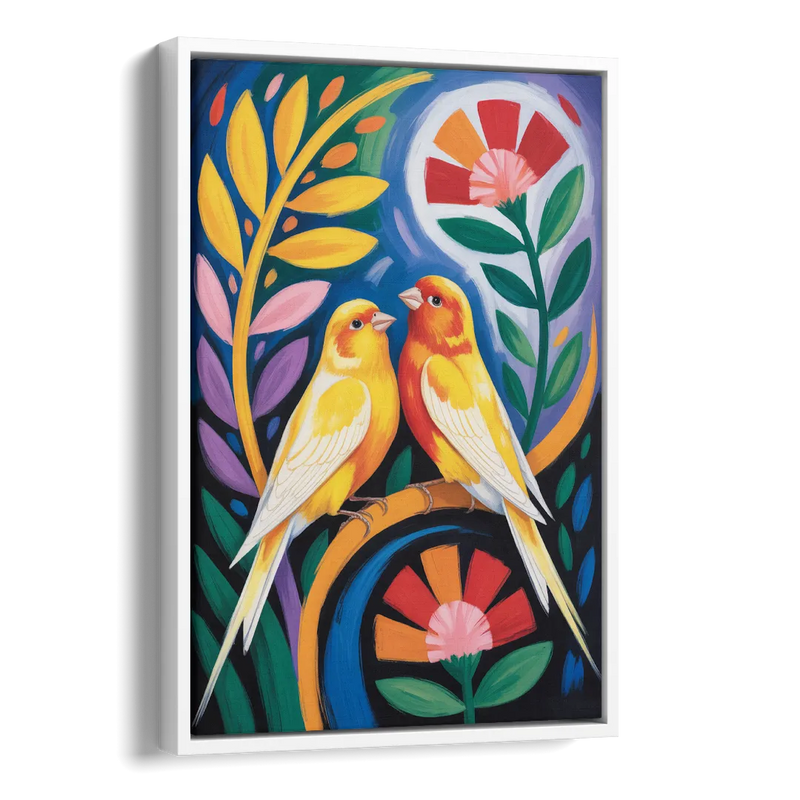 Calm Canary Chirp Side - White Canvas Wall Art