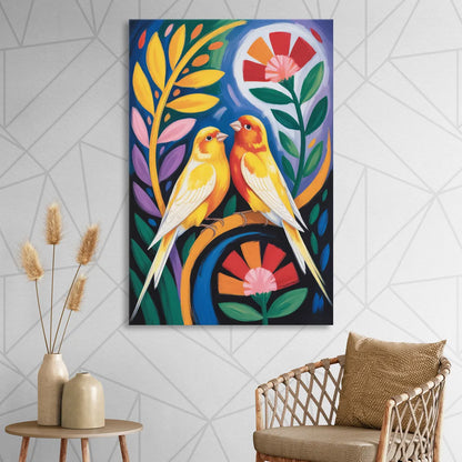 Calm Canary Chirp Living Room - Canvas Wall Art