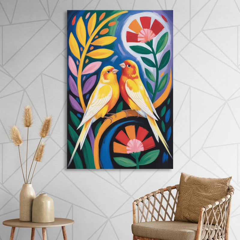 Calm Canary Chirp Living Room - Canvas Wall Art