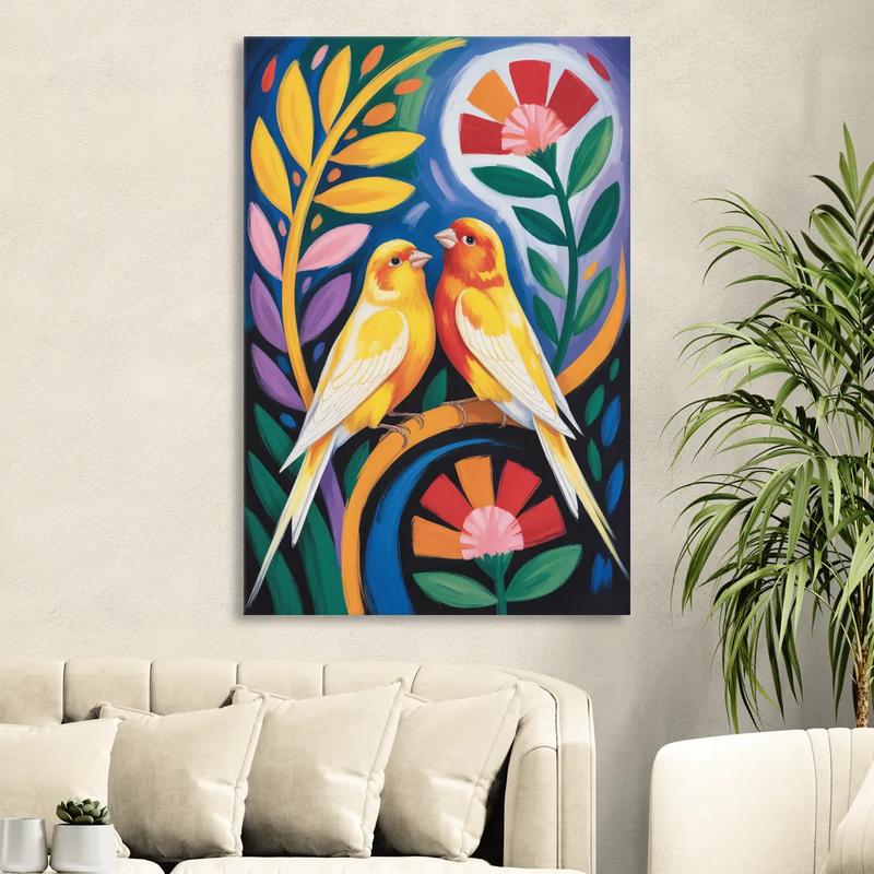 Calm Canary Chirp Sitting Room - Canvas Wall Art