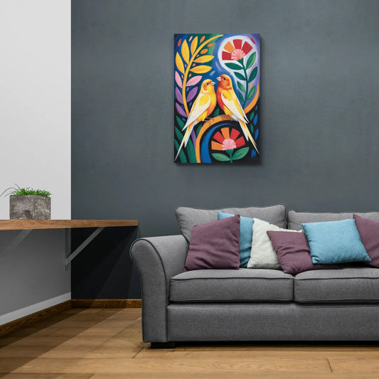 Calm Canary Chirp - Canvas Wall Art Living Room