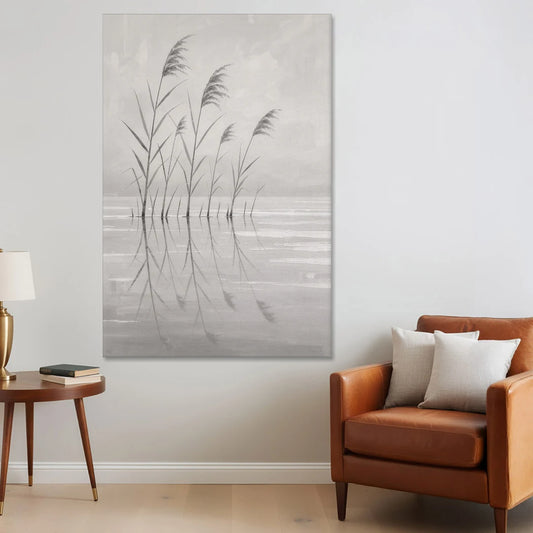 Calm Wall Art of Reeds in Still Water - Canvas Wall Art - Sofa - 40x60