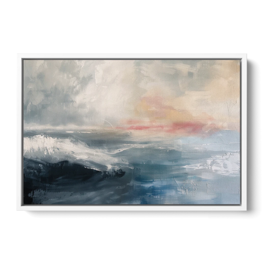Calming Blossom Seam at Misty Dawn for the Bedroom - White Framed Canvas Wall Art - Front