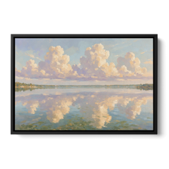 Calming Summer Clouds on the Bay for the Bedroom - Black Framed Canvas Wall Art - Front