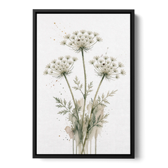 Calming Wall Art for Bedroom with Queen Anne's Lace - Black Framed Canvas Wall Art - Front