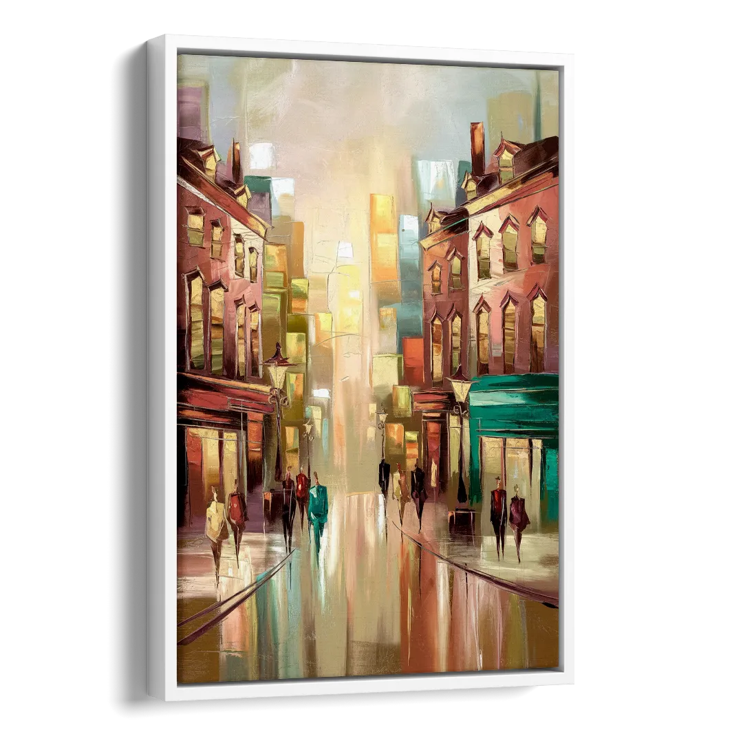 Camden Downtown Streetscape Side - White Canvas Wall Art