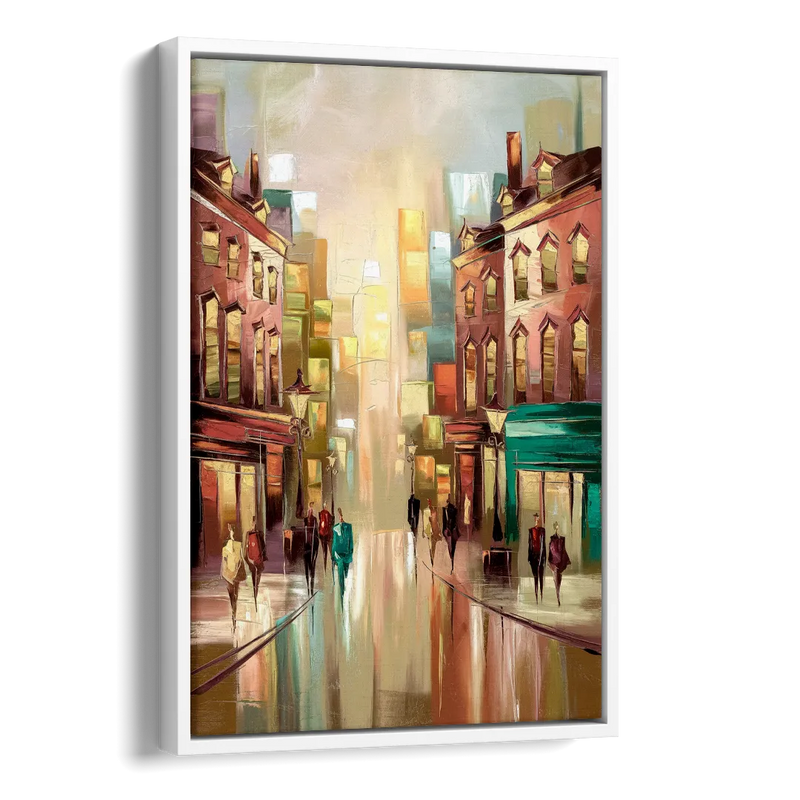 Camden Downtown Streetscape Side - White Canvas Wall Art