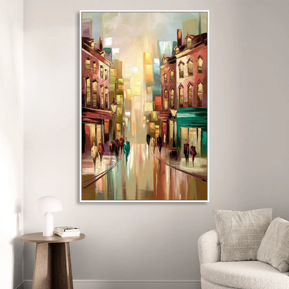 Camden Downtown Streetscape Living Room - White Canvas Wall Art