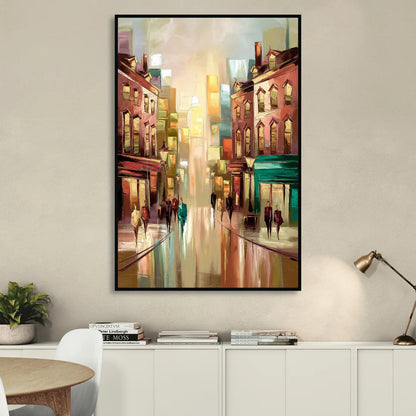 Camden Downtown Streetscape Living Room - Black Canvas Wall Art