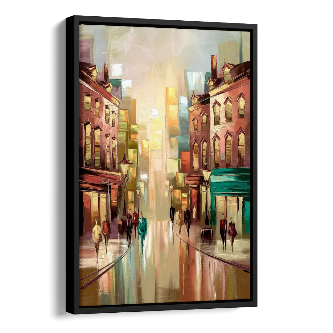 Camden Downtown Streetscape Side - Black Canvas Wall Art