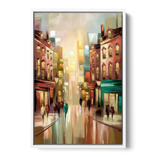 Camden Downtown Streetscape - White Framed Canvas Wall Art - Front