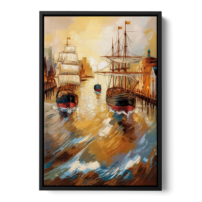 Camden Historic Waterfront Front - Black Canvas Wall Art