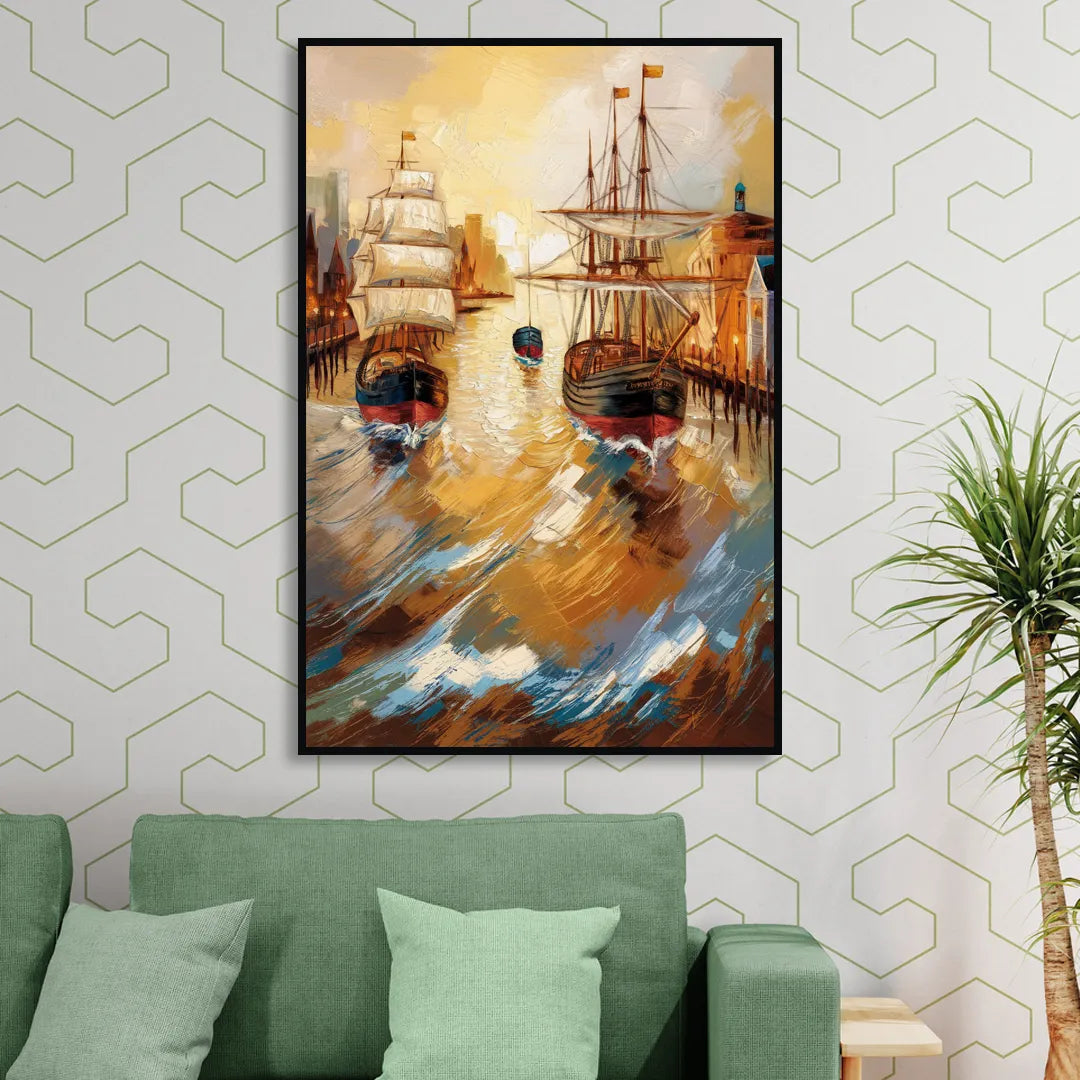 Camden Historic Waterfront Sitting Room - Black Canvas Wall Art