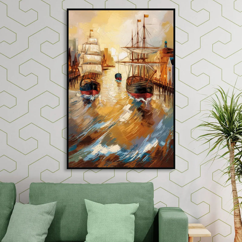 Camden Historic Waterfront Sitting Room - Black Canvas Wall Art