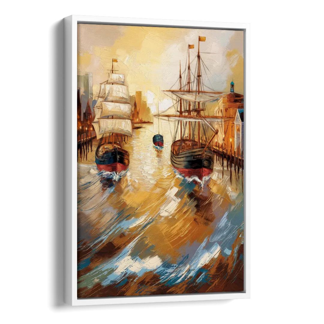 Camden Historic Waterfront Side - White Canvas Wall Art