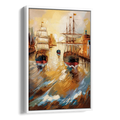 Camden Historic Waterfront Side - White Canvas Wall Art