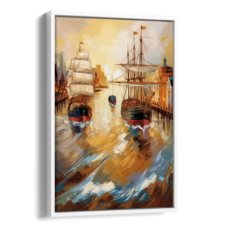 Camden Historic Waterfront Side - White Canvas Wall Art