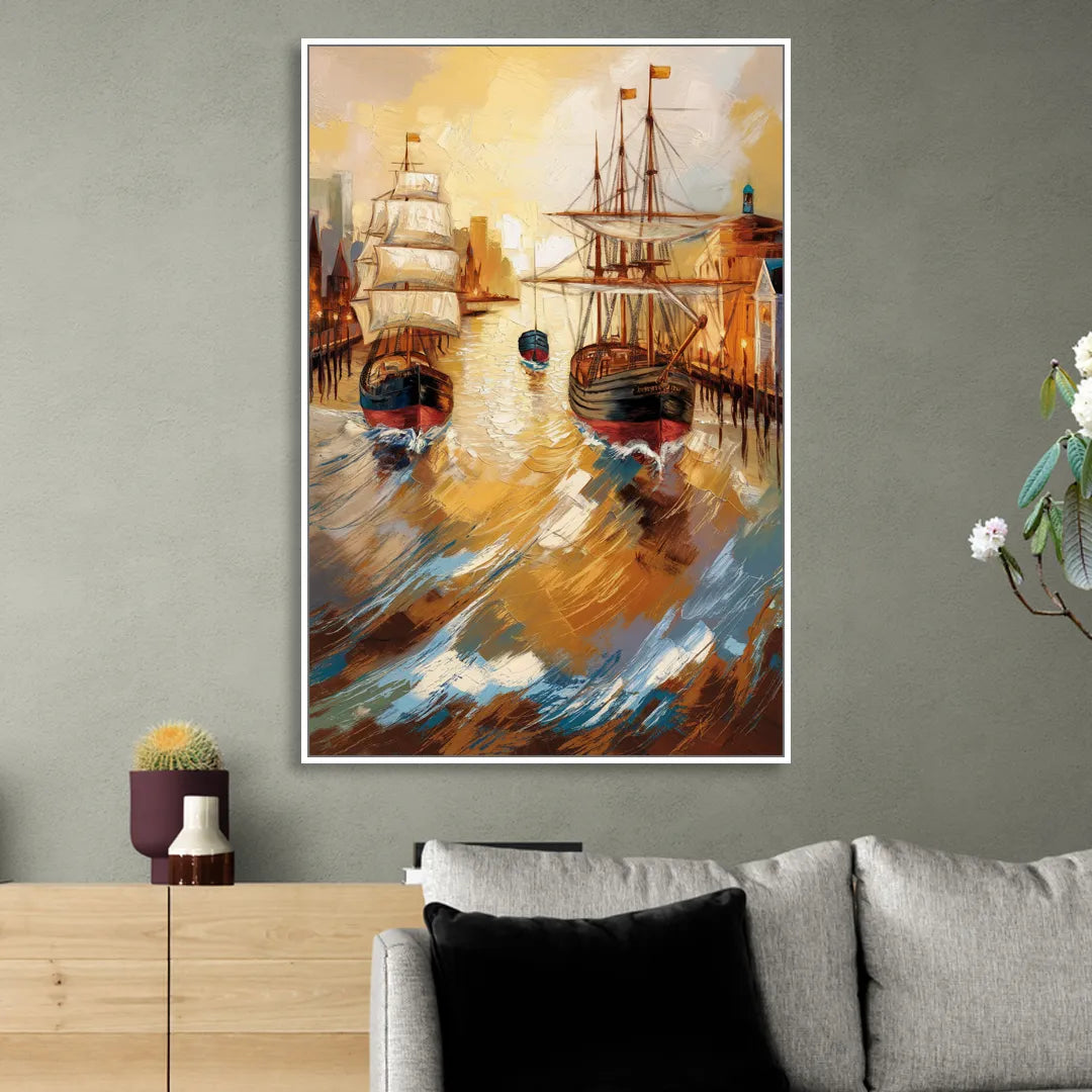 Camden Historic Waterfront Sitting Room - White Canvas Wall Art