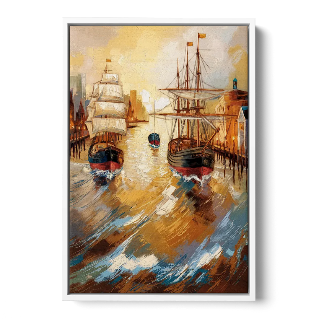 Camden Historic Waterfront Front - White Canvas Wall Art