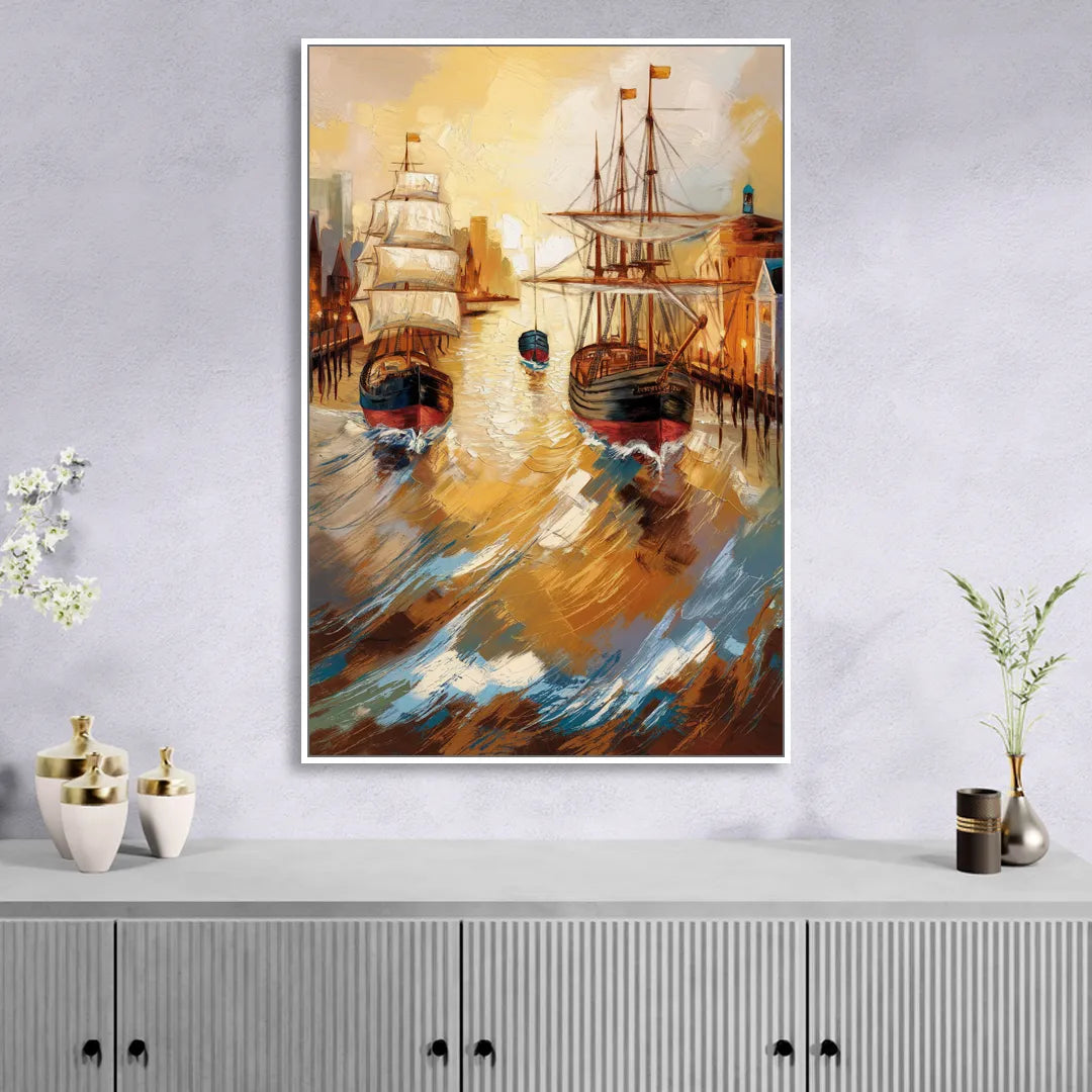 Camden Historic Waterfront Living Room - White Canvas Wall Art