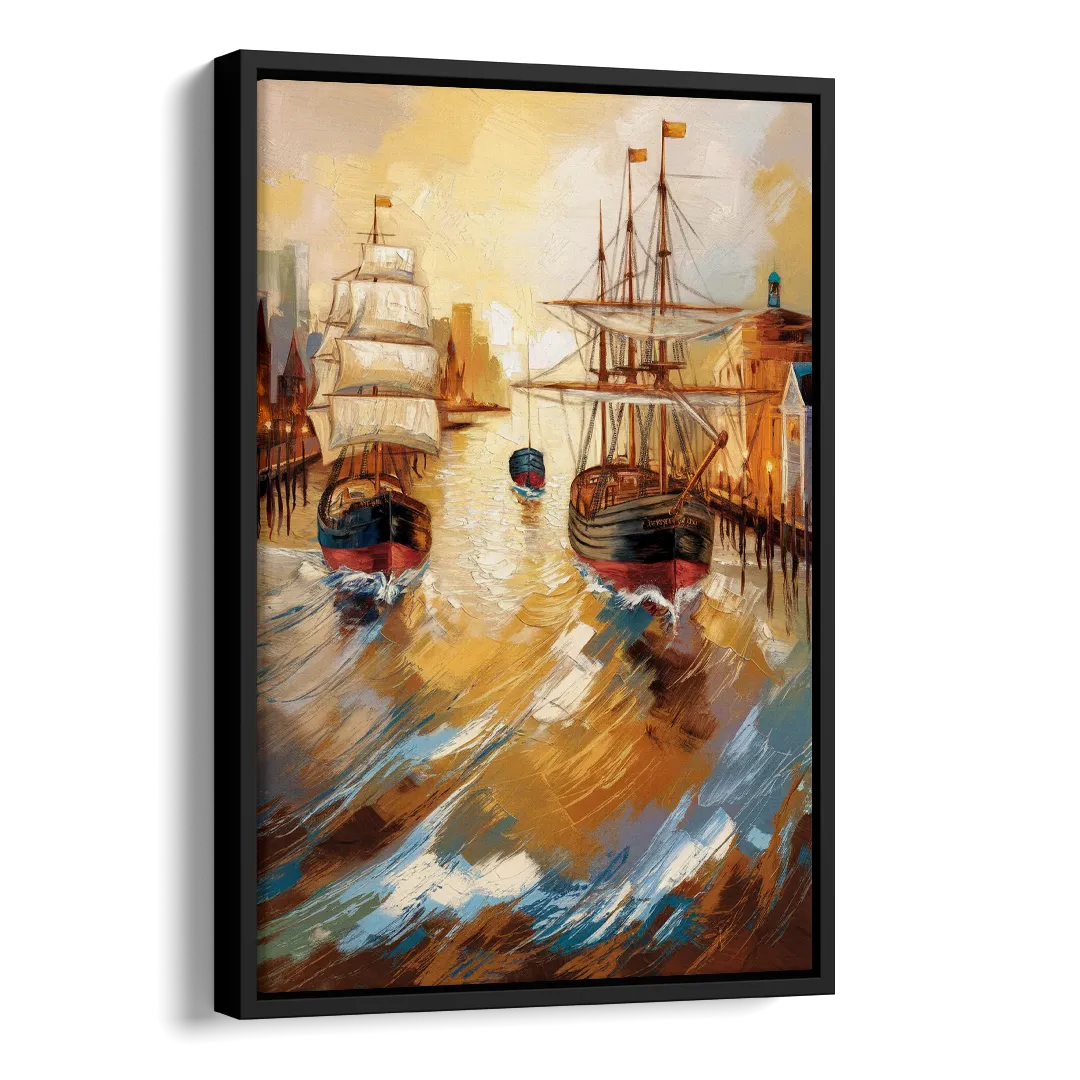 Camden Historic Waterfront Side - Black Canvas Wall Art