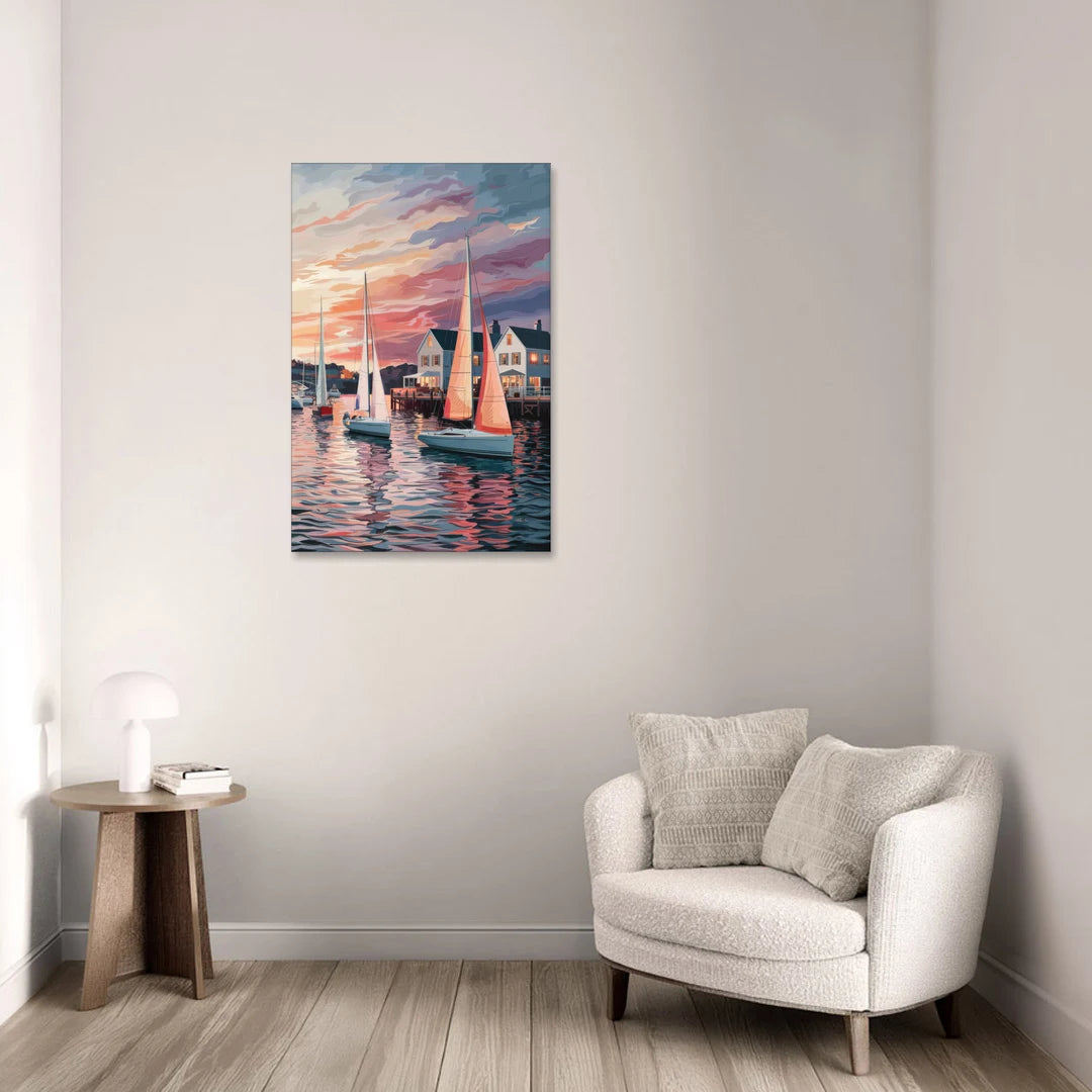 Camden Inner Harbor Sunset - Canvas Wall Art - Sofa - 24x36