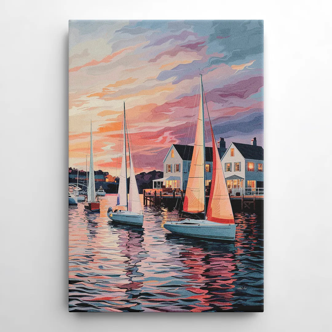 Camden Inner Harbor Sunset - Canvas Wall Art