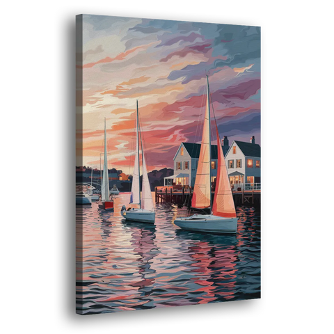 Camden Inner Harbor Sunset - Canvas Wall Art