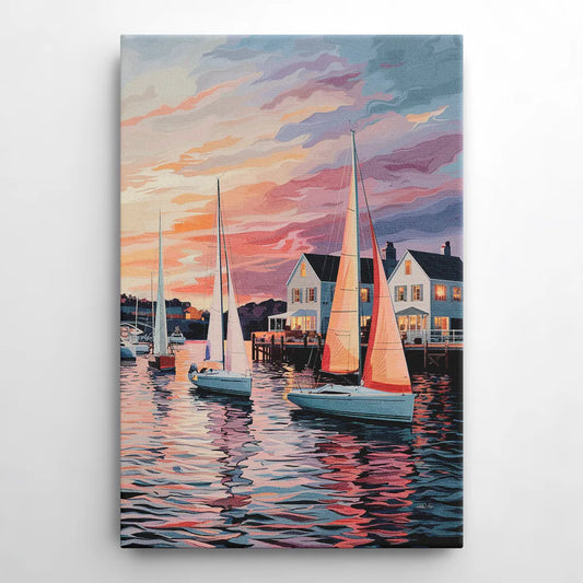 Camden Inner Harbor Sunset - Canvas Wall Art