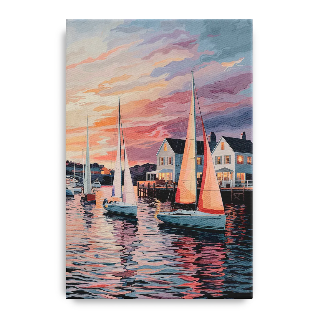 Camden Inner Harbor Sunset Front - Canvas Wall Art
