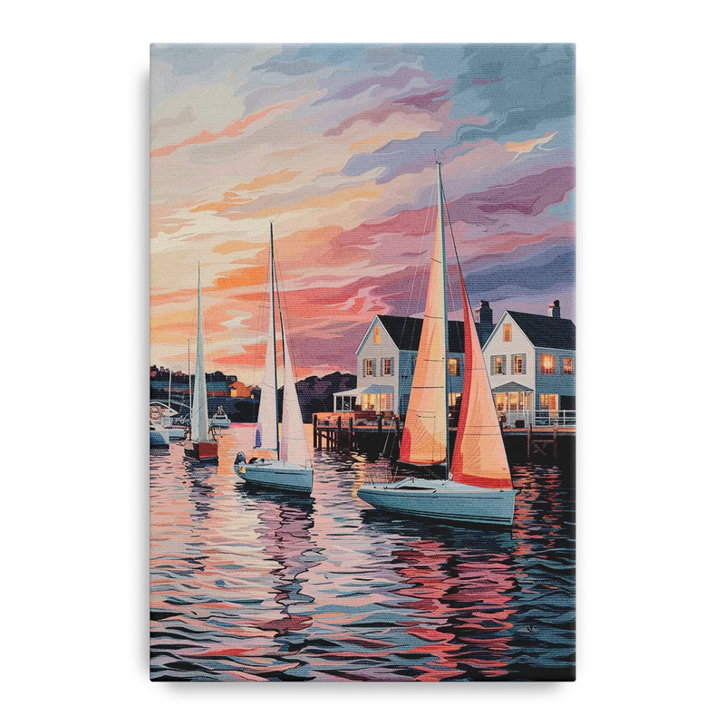 Camden Inner Harbor Sunset Front - Canvas Wall Art