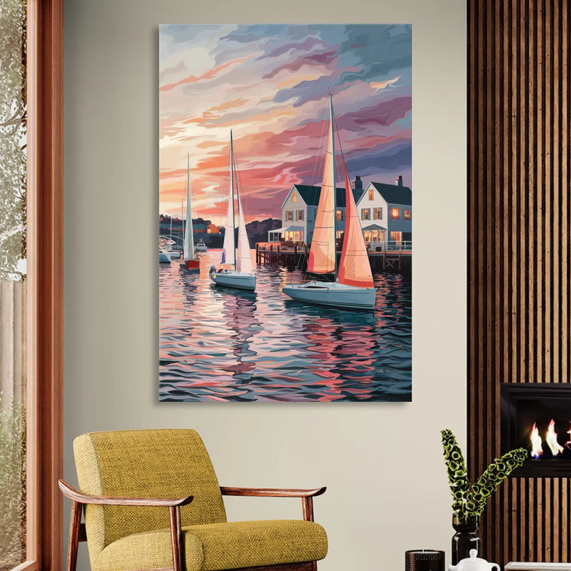 Camden Inner Harbor Sunset Sitting Room - Canvas Wall Art