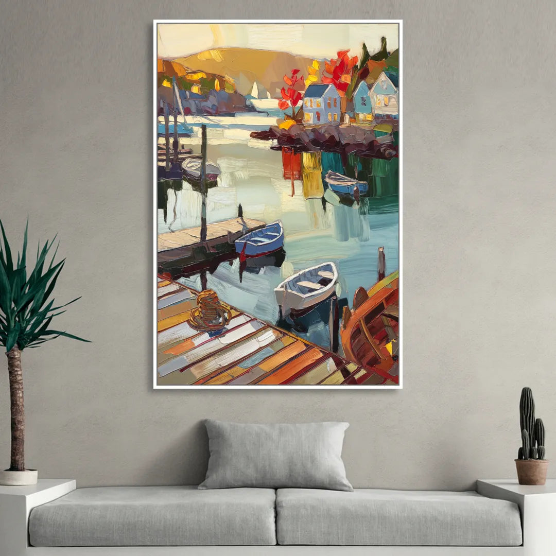 Camden Scenic Harbor View Sitting Room - White Canvas Wall Art