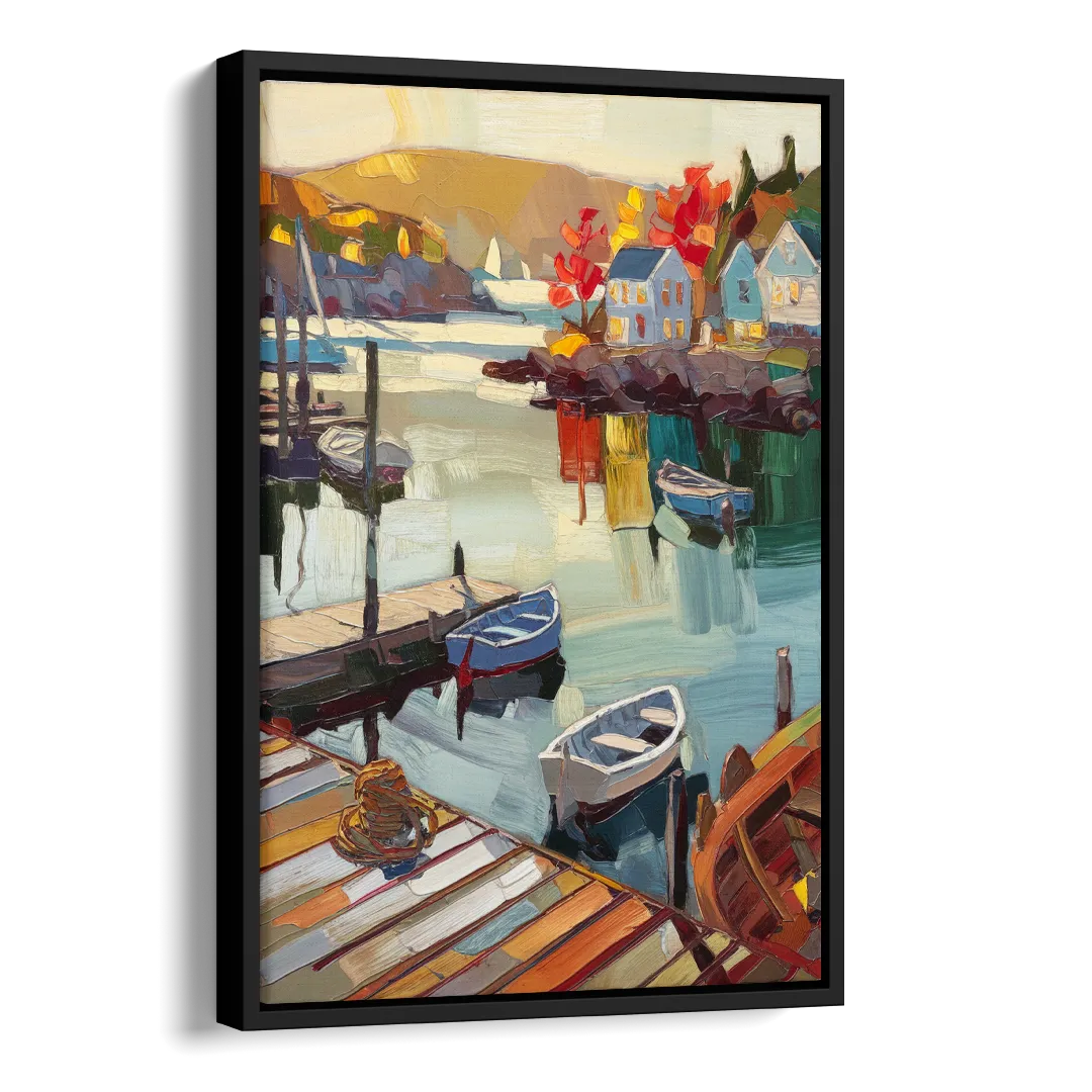 Camden Scenic Harbor View Side - Black Canvas Wall Art