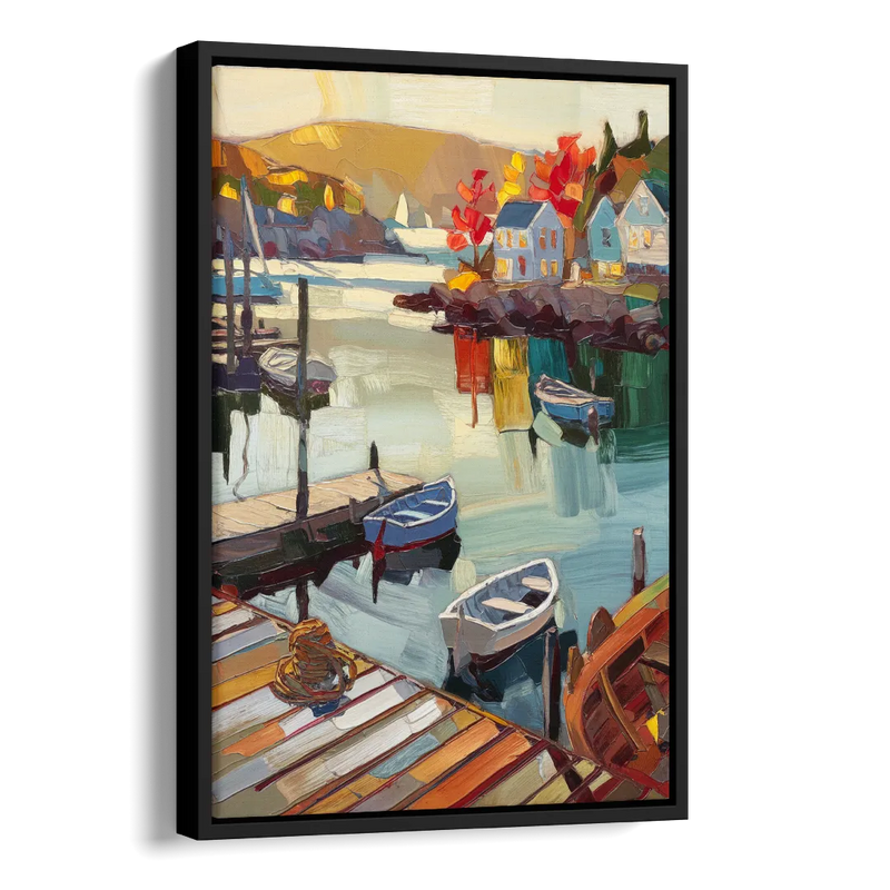 Camden Scenic Harbor View Side - Black Canvas Wall Art
