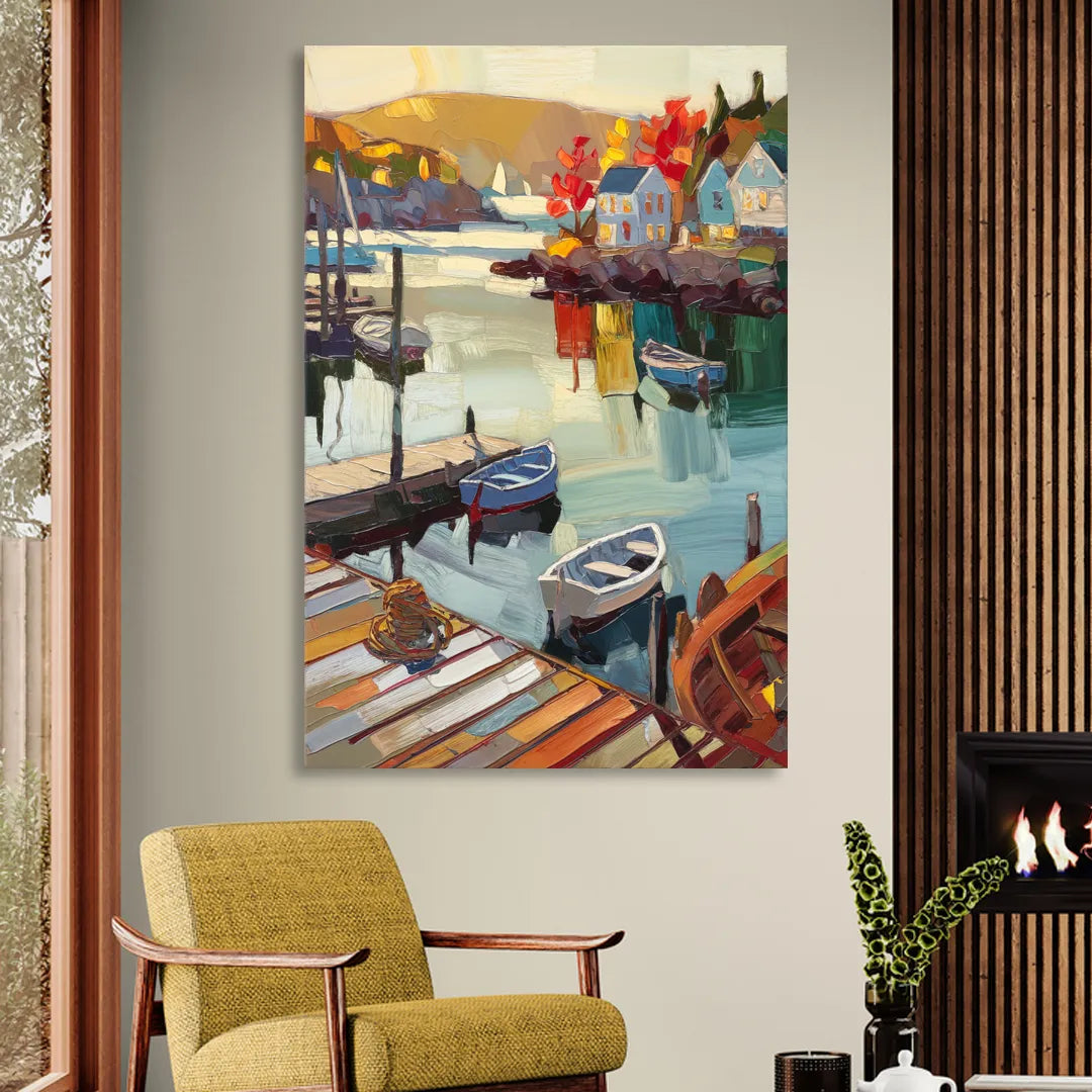 Camden Scenic Harbor View Living Room - Canvas Wall Art